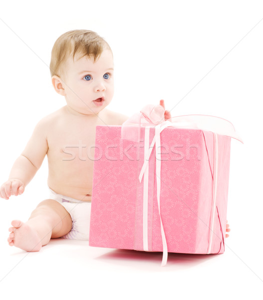 ストックフォト: 赤ちゃん · 少年 · おむつ · ビッグ · ギフトボックス · 画像