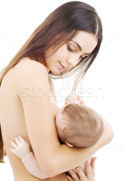 Stillen Bild glücklich Mutter Baby Junge Stock foto © dolgachov