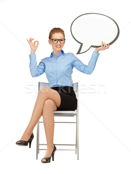 smiling businesswoman with blank text bubble Stock photo © dolgachov