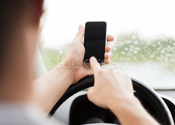 Man telefoon rijden auto vervoer voertuig Stockfoto © dolgachov