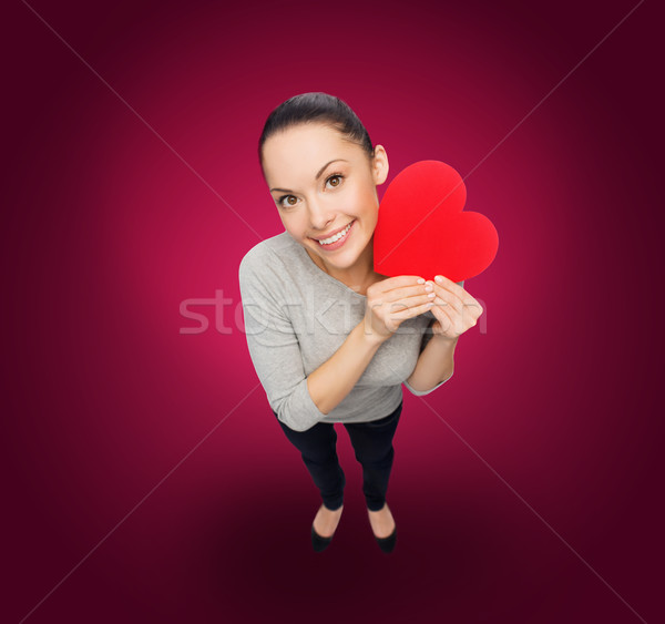 Zdjęcia stock: Uśmiechnięty · asian · kobieta · czerwony · serca · szczęścia
