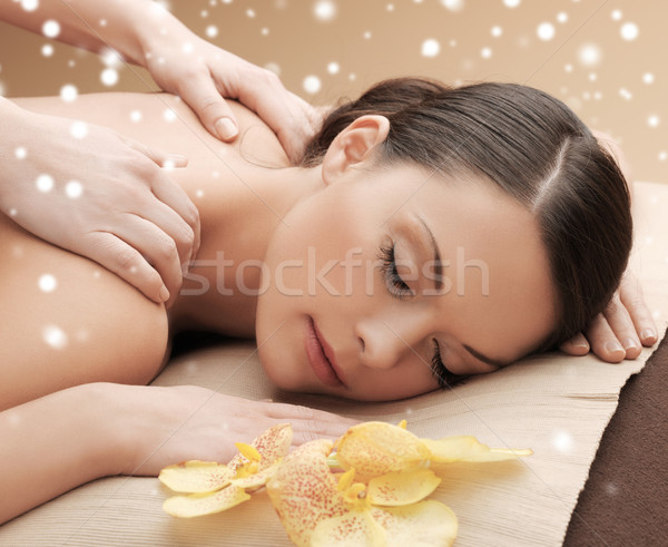 beautiful young woman in spa salon getting massage Stock photo © dolgachov