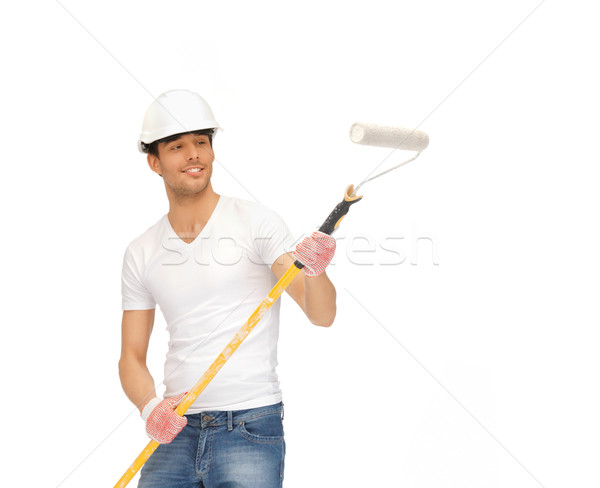 handsome painter in helmet Stock photo © dolgachov