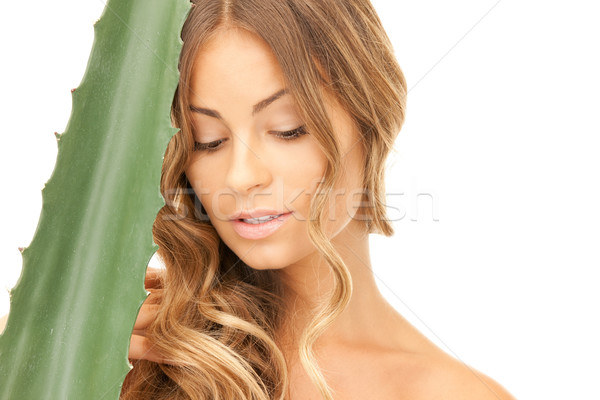 Kobieta aloesu zdjęcie twarz szczęśliwy zdrowia Zdjęcia stock © dolgachov