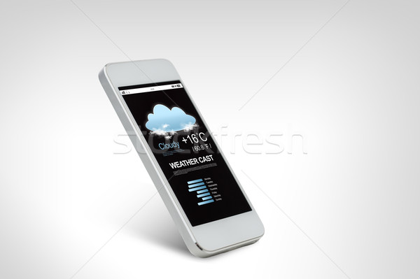 white smarthphone with weather forecast on screen Stock photo © dolgachov