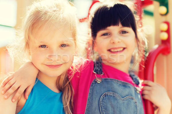 Stock foto: Gruppe · glücklich · Kinder · Spielplatz · Sommer