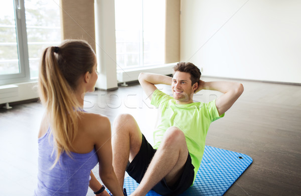 Mulher personal trainer sentar-se ginásio fitness esportes Foto stock © dolgachov