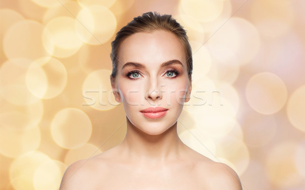 Schönen Gesicht Feiertage Lichter Schönheit Stock foto © dolgachov