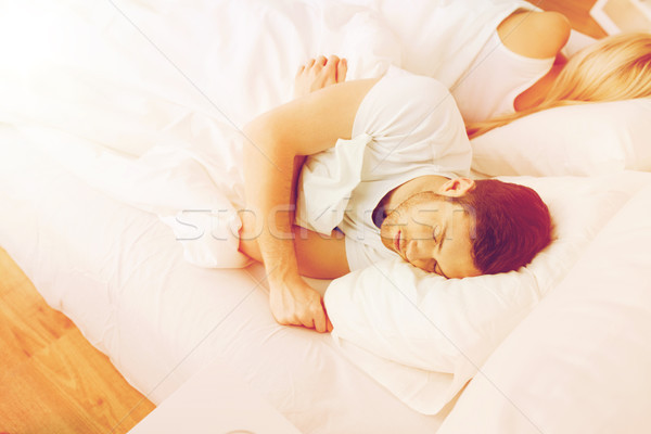 Foto stock: Pareja · dormir · cama · casa · personas · relación