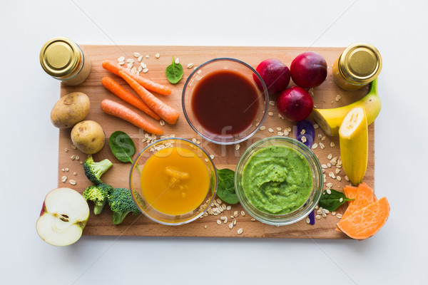 Gemüse Babynahrung Glas Schalen gesunde Ernährung Ernährung Stock foto © dolgachov