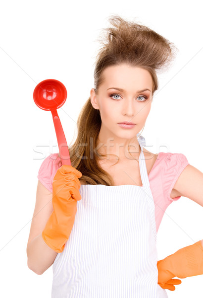 housewife with red ladle Stock photo © dolgachov