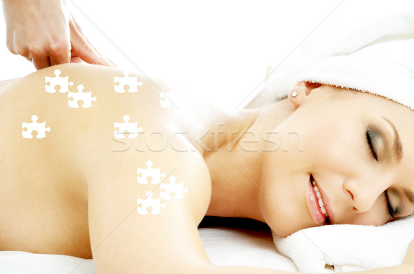 Puzzle massage plaisir photos dame détente [[stock_photo]] © dolgachov