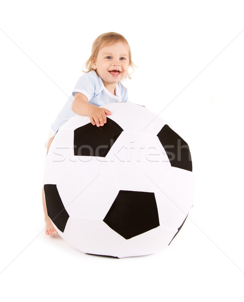 baby boy with soccer ball Stock photo © dolgachov