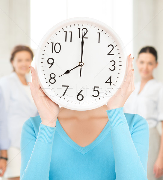 businesswoman with clock over her face Stock photo © dolgachov