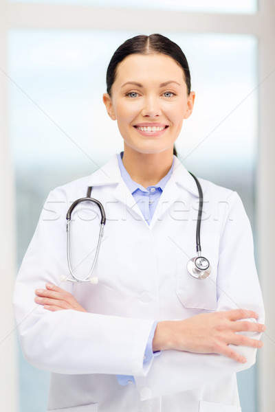 Gülen genç doktor stetoskop dolap sağlık Stok fotoğraf © dolgachov