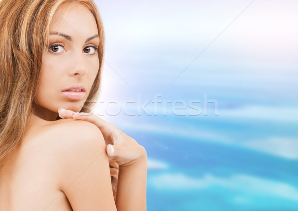 Frumos topless femeie sănătate frumuseţe apă Imagine de stoc © dolgachov