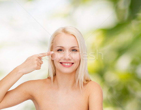 Schöne Frau anfassen Auge Gesundheit Schönheit Gesicht Stock foto © dolgachov