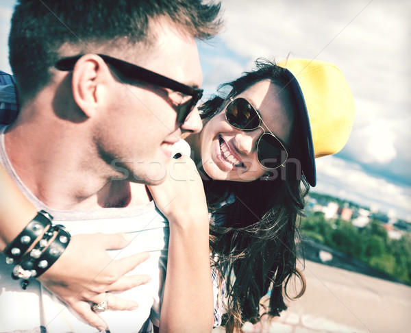 teenagers having fun outside Stock photo © dolgachov