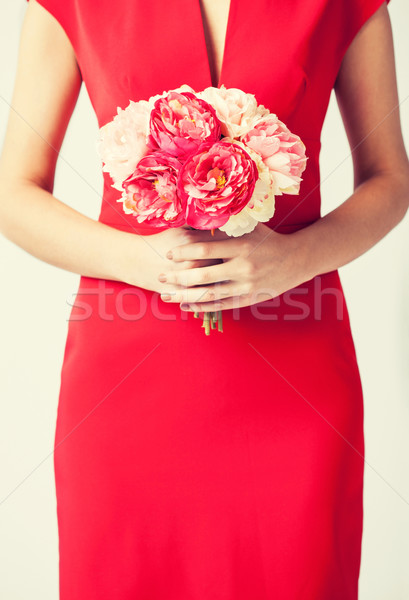 woman hands with bouquet of flowers Stock photo © dolgachov