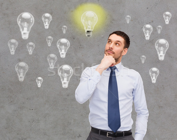 Bonito · empresário · pensando · negócio · idéias - foto stock ...