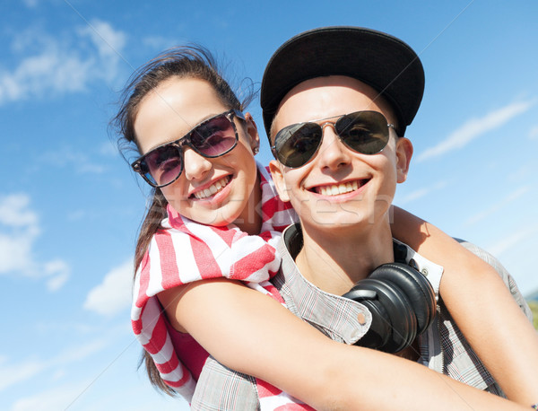 teenagers having fun outside Stock photo © dolgachov