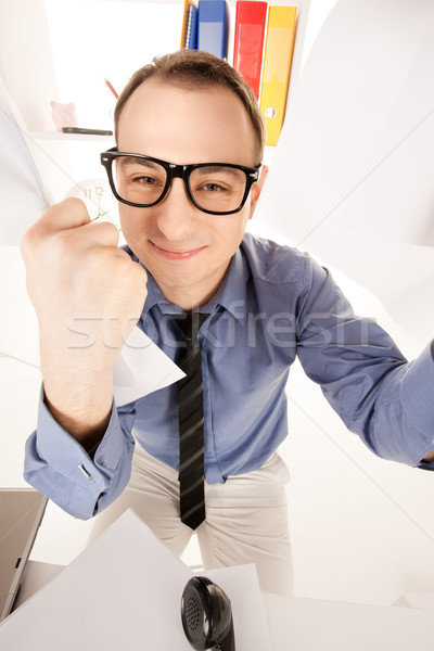 Grappig foto zakenman kantoor business gezicht Stockfoto © dolgachov
