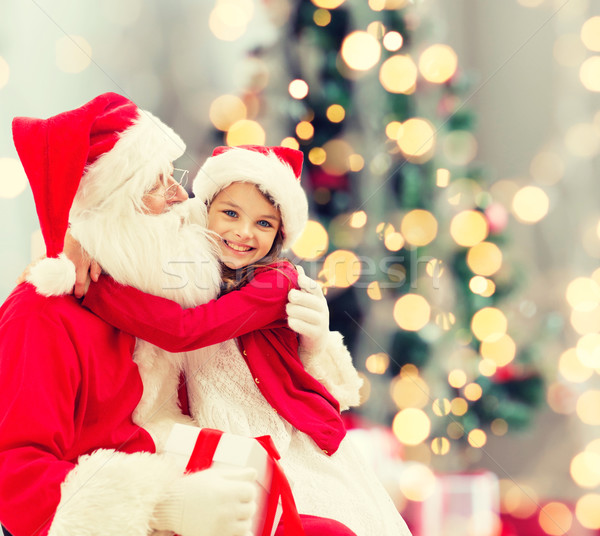 улыбаясь девочку Дед Мороз праздников празднования детство Сток-фото © dolgachov