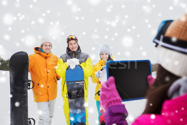 счастливым друзей зимние виды спорта технологий отдыха Сток-фото © dolgachov