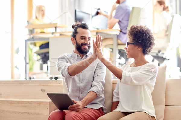 Stock foto: Büroangestellte · High · Five · Business · Inbetriebnahme