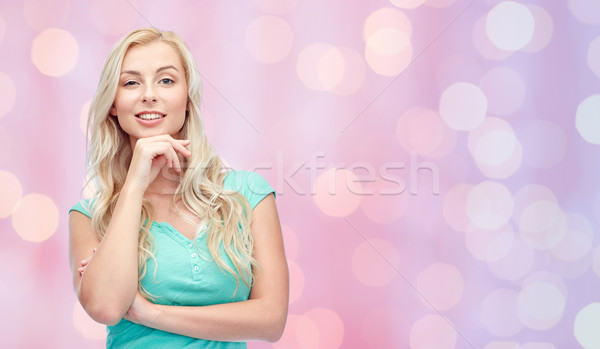 happy smiling young woman or teenage girl Stock photo © dolgachov