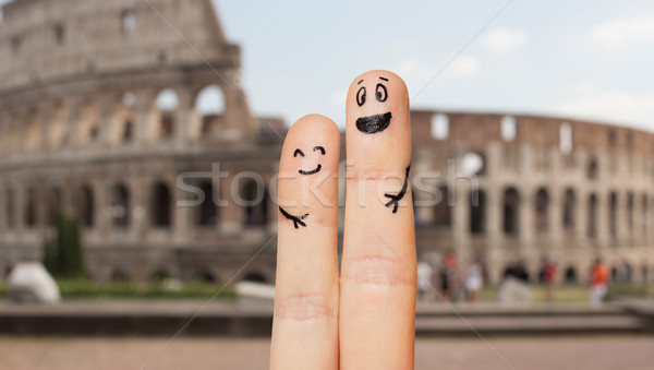 Közelkép kettő ujjak emotikon arcok család Stock fotó © dolgachov