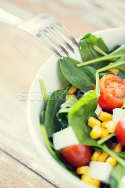 close up of vegetable salad bowl Stock photo © dolgachov
