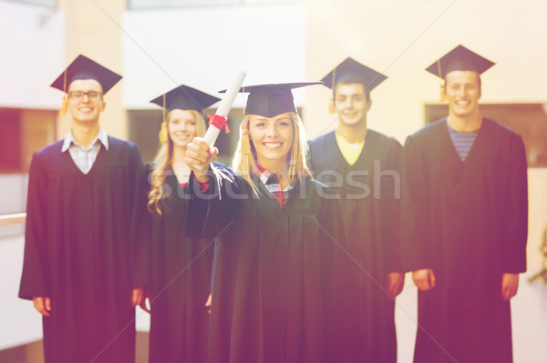 Stockfoto: Groep · glimlachend · studenten · onderwijs · afstuderen · mensen