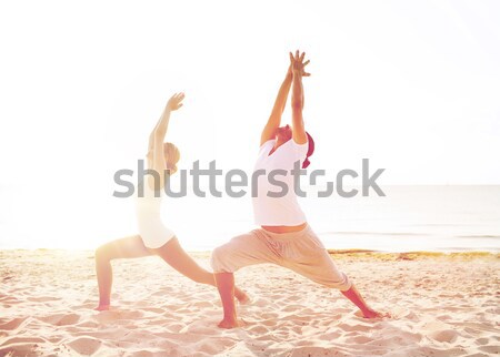 Stock foto: Paar · Yoga · Freien · Fitness · Sport