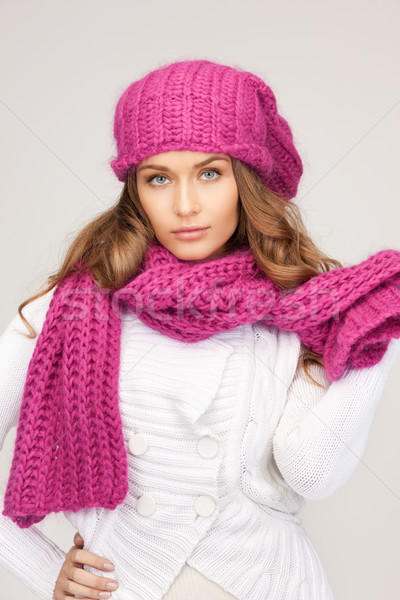beautiful woman in winter hat Stock photo © dolgachov