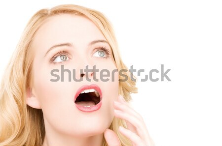 Meglepődött női arc fényes kép fehér nő Stock fotó © dolgachov