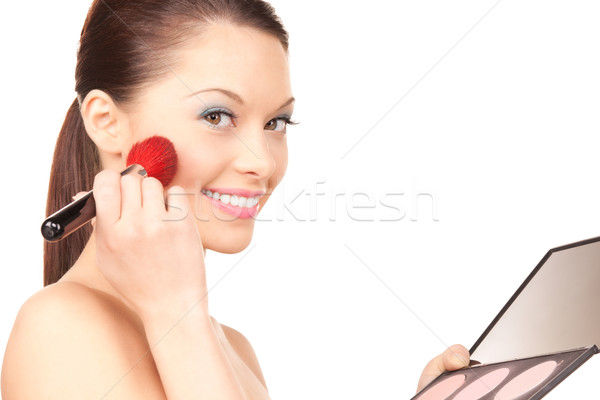 女性 パレット ブラシ 白 顔 幸せ ストックフォト © dolgachov