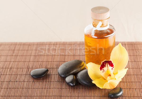 Foto stock: Massagem · pedras · orquídea · flor · estância · termal