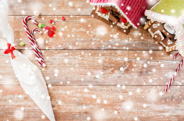 closeup of beautiful gingerbread houses at home Stock photo © dolgachov