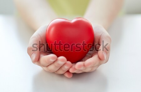 close up of child hands holding red heart Stock photo © dolgachov