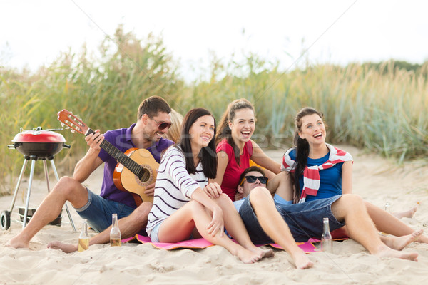 Stock foto: Gruppe · glücklich · Freunde · Strand · Sommer