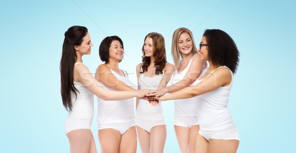 Stockfoto: Groep · gelukkig · verschillend · vrouwen · handen · top