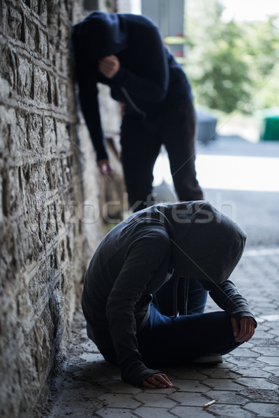 Straße Drogenmissbrauch Abhängigkeit Menschen Drogen Stock foto © dolgachov