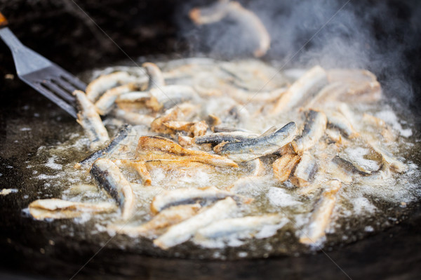 Frit poissons pan rue marché [[stock_photo]] © dolgachov