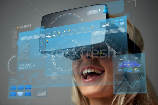 close up of woman in virtual reality headset Stock photo © dolgachov