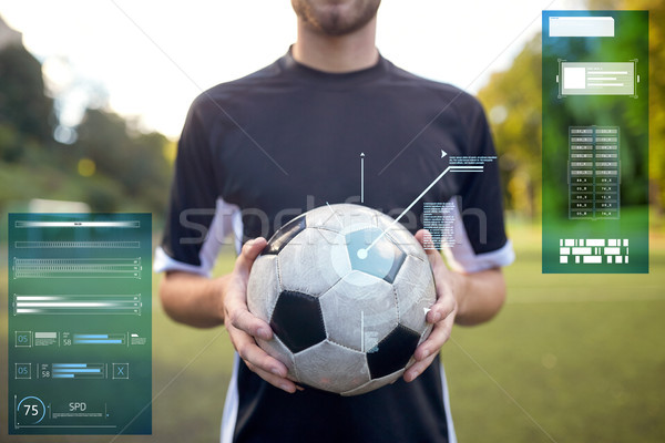 close up of soccer player with football on field Stock photo © dolgachov