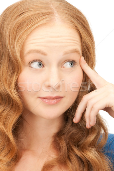 Stock photo: pensive businesswoman over white