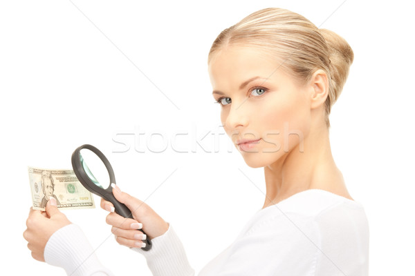 Femme loupe argent visage Homme blanche [[stock_photo]] © dolgachov