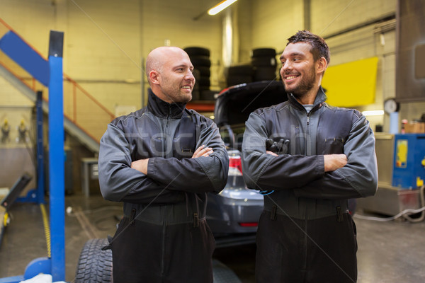 auto mechanics or tire changers at car shop Stock photo © dolgachov
