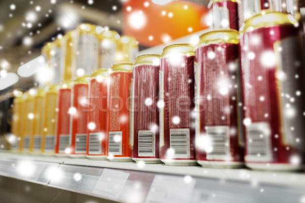 close up of beer or cider cans at liquor store Stock photo © dolgachov